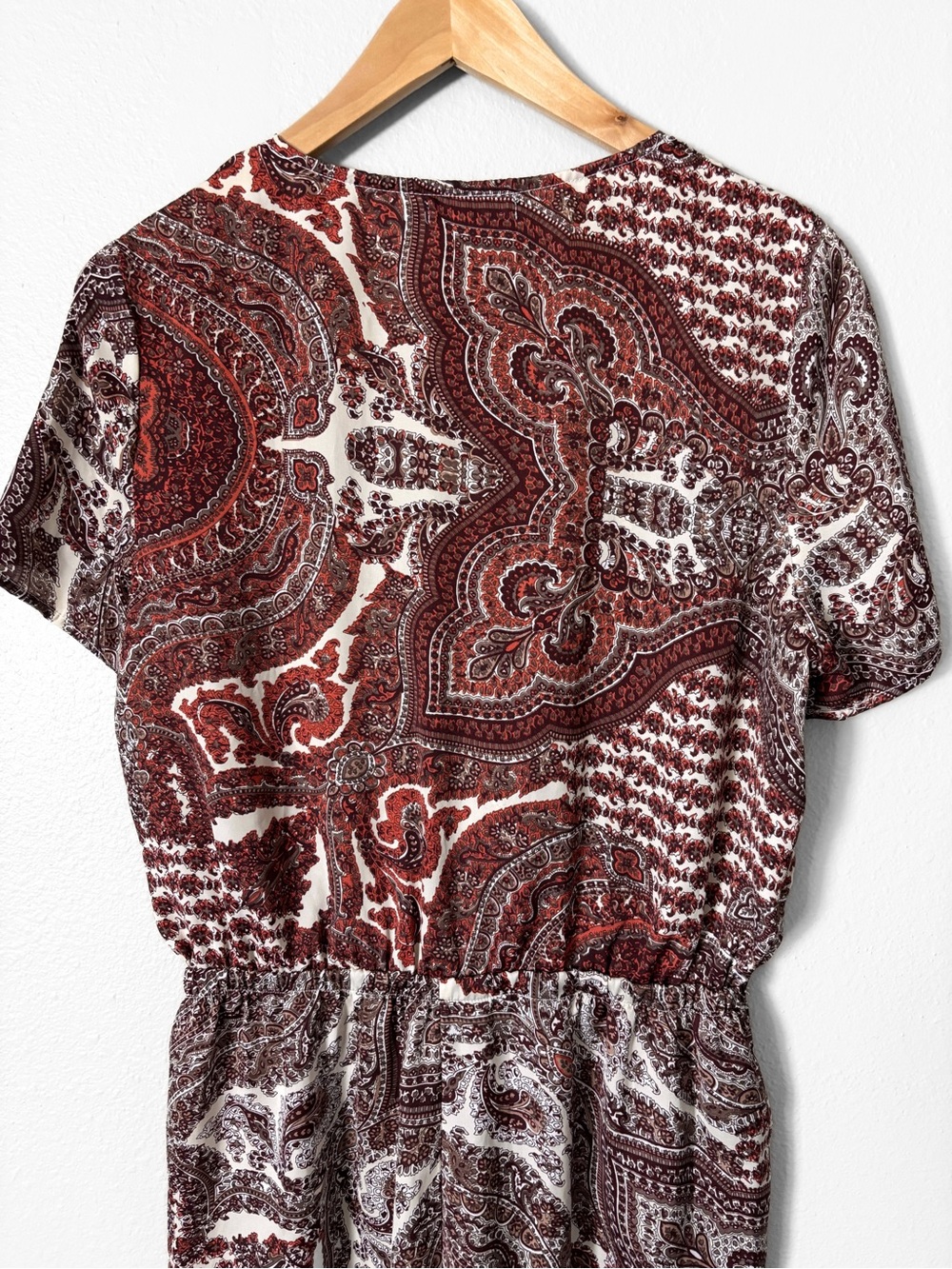 Nasty Gal Burgundy Paisley Tie Front Romper Western Boho Festival Womens Size 10 - Picture 6 of 16